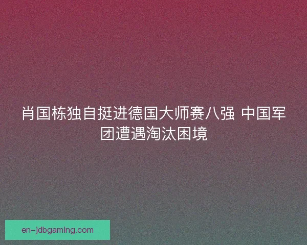 肖国栋独自挺进德国大师赛八强 中国军团遭遇淘汰困境